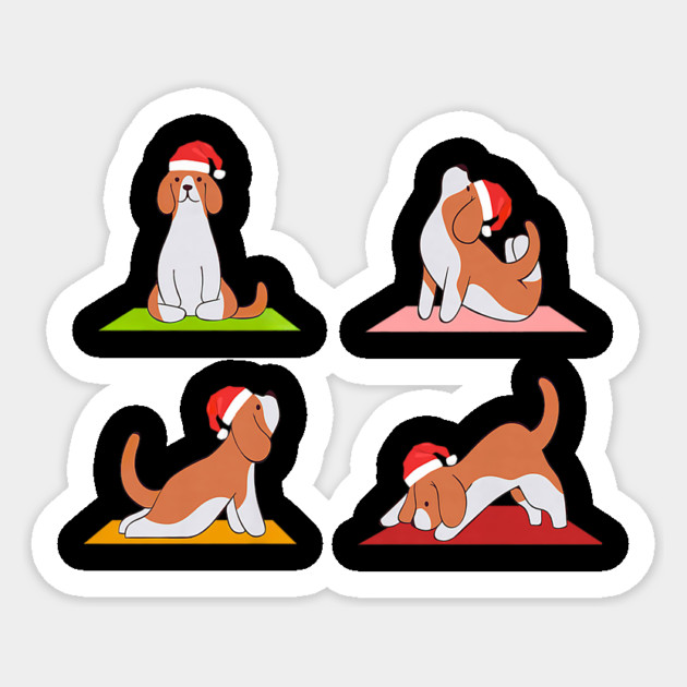 Beagle Makes Yoga Funny Dogs In Yoga Poses For Christmas Sticker by yangho