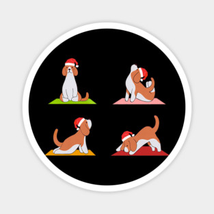 Beagle Makes Yoga Funny Dogs In Yoga Poses For Christmas Magnet