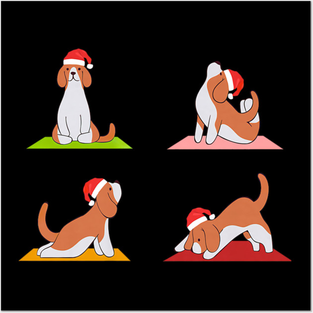 Beagle Makes Yoga Funny Dogs In Yoga Poses For Christmas Wall Art by yangho