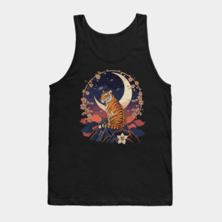 Kawaii Tiger Moon Japanese Anime T Shirts Men Women Kids Tank Top