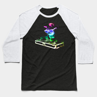 HOUSE CAT (Rainbow DJ Kitty) Baseball T-Shirt