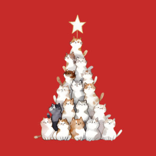 Funny Cat Tree Cat Ugly Christmas T-Shirt