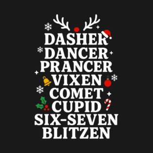 Six Seven Meme 6-7 Reindeer Funny Christmas T-Shirt
