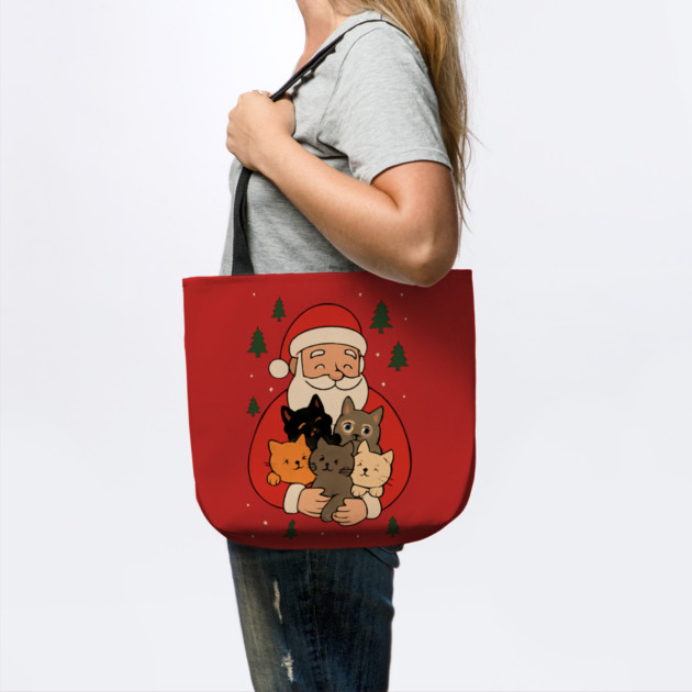 Santa Claus Hugging Four Cats with Christmas Cheer by Creatifly Graphic Tees