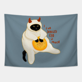 I lub Debiled Egg cat Tapestry