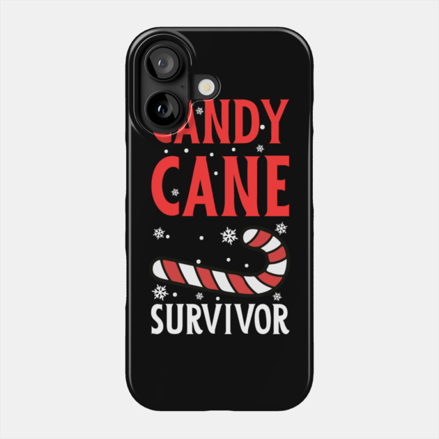 Candy Cane Survivor with Snowflakes Phone Case by Creatifly Graphic Tees