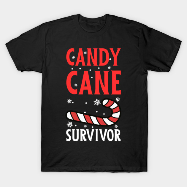 Candy Cane Survivor with Snowflakes T-Shirt by Creatifly Graphic Tees