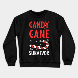 Candy Cane Survivor with Snowflakes Crewneck Sweatshirt