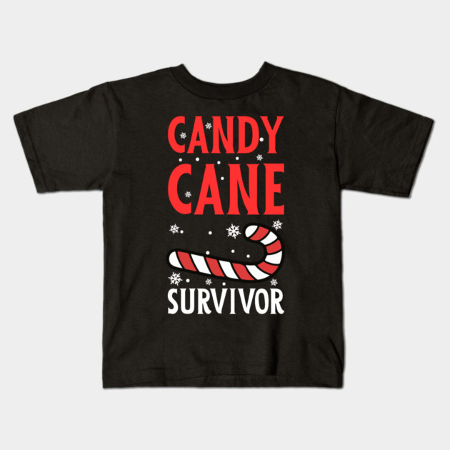 Candy Cane Survivor with Snowflakes Kids T-Shirt by Creatifly Graphic Tees