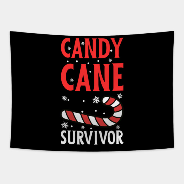 Candy Cane Survivor with Snowflakes Tapestry by Creatifly Graphic Tees