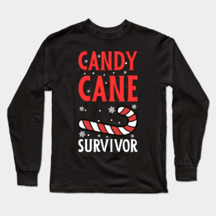 Candy Cane Survivor with Snowflakes Long Sleeve T-Shirt