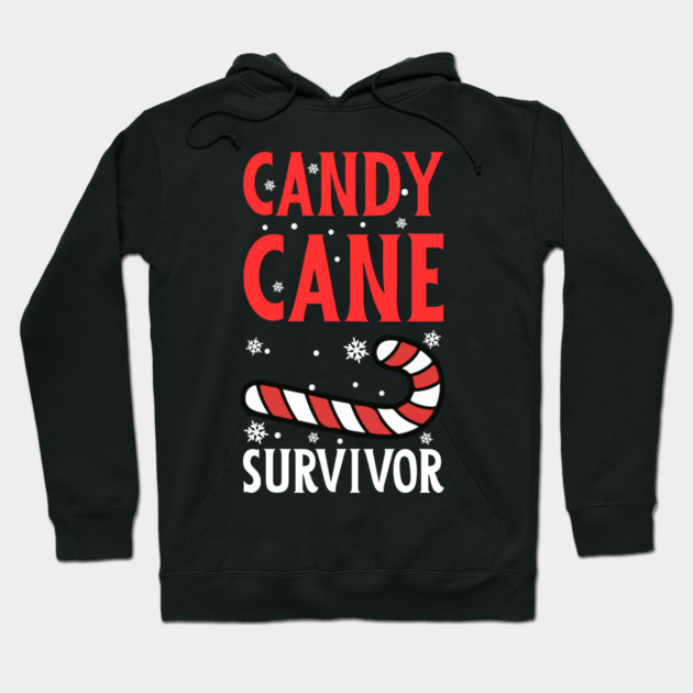 Candy Cane Survivor with Snowflakes Hoodie by Creatifly Graphic Tees