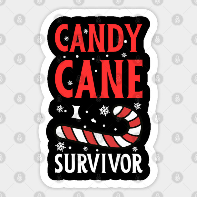 Candy Cane Survivor with Snowflakes Sticker by Creatifly Graphic Tees
