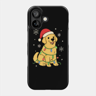 Golden Retriever with Santa Hat and Christmas Lights Phone Case