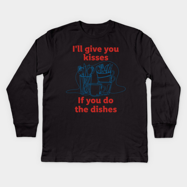 Funny Dish Duty Kids Long Sleeve T-Shirt by enrynz