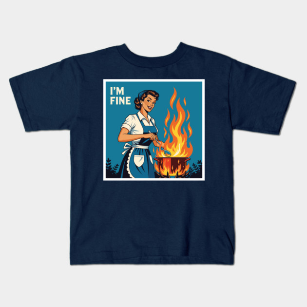 Sarcastic Housewife Burning Dinner Kids T-Shirt by enrynz