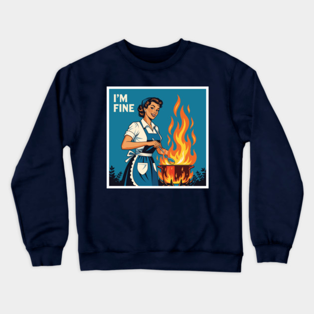 Sarcastic Housewife Burning Dinner Crewneck Sweatshirt by enrynz