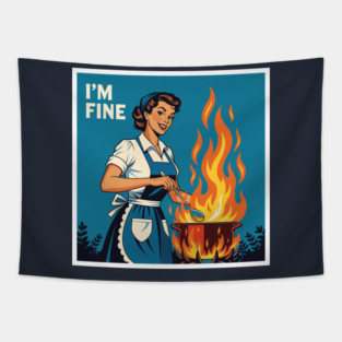 Sarcastic Housewife Burning Dinner Tapestry