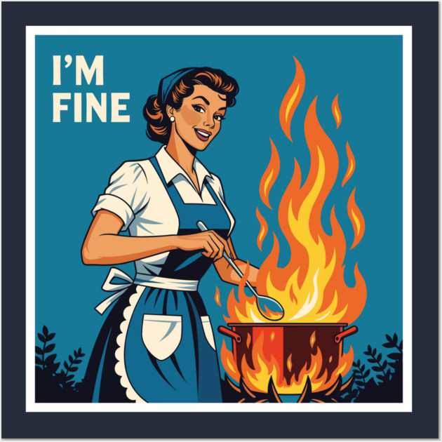 Sarcastic Housewife Burning Dinner Wall Art by Digironin