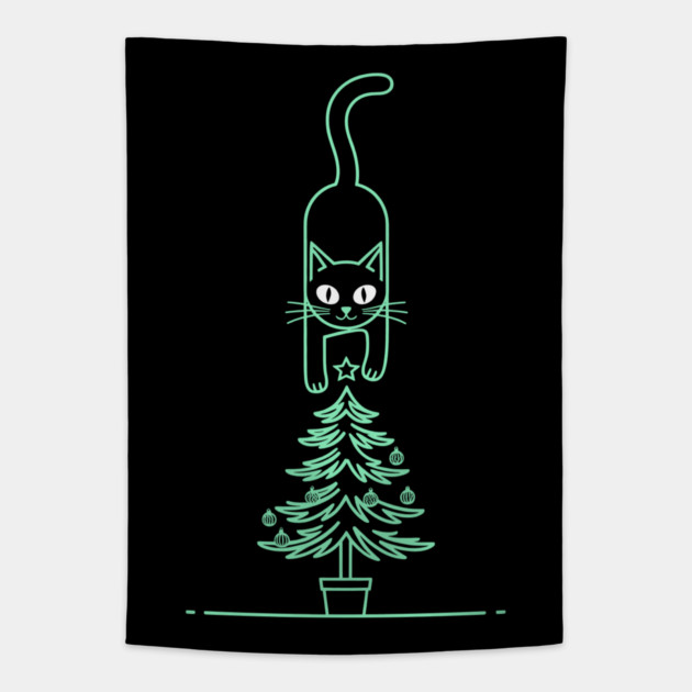 Christmas Cat Tapestry by CreativeSage