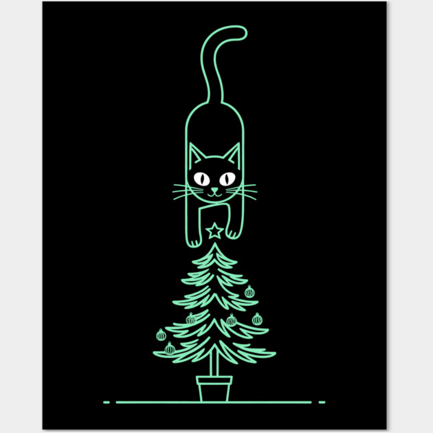Christmas Cat Wall Art by CreativeSage