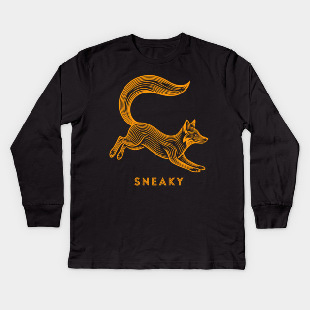 Sneaky Fox Kids Long Sleeve T-Shirt by CreativeSage