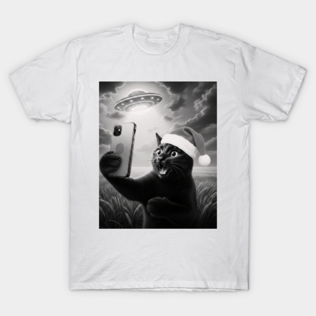 Christmas Cat UFO T-Shirt by CreativeSage
