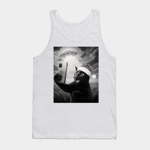 Christmas Cat UFO Tank Top by CreativeSage