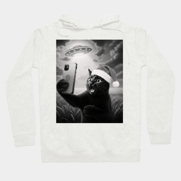 Christmas Cat UFO Hoodie by CreativeSage