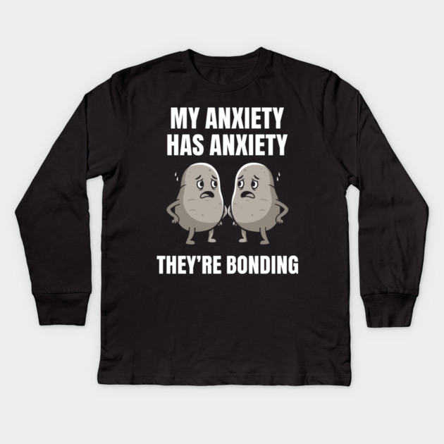 Anxious Anxiety Meme Kids Long Sleeve T-Shirt by enrynz