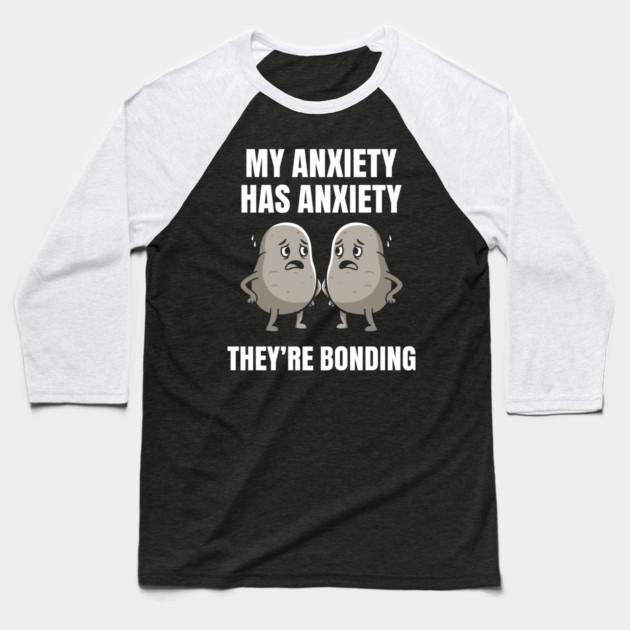 Anxious Anxiety Meme Baseball T-Shirt by Digironin