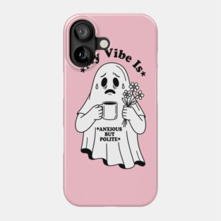 Anxious Ghost: Quirky Halloween Humor Phone Case