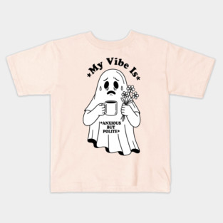 Anxious Ghost: Quirky Halloween Humor Kids T-Shirt