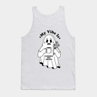 Anxious Ghost: Quirky Halloween Humor Tank Top