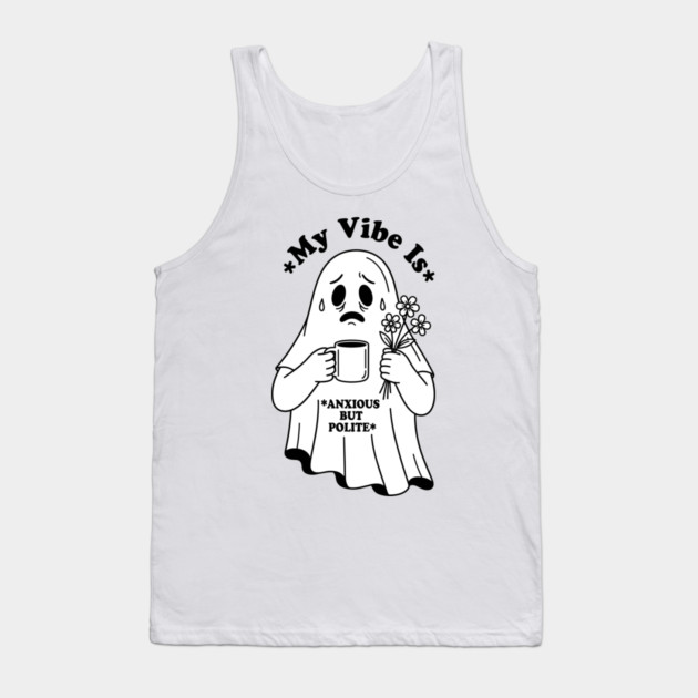 Anxious Ghost: Quirky Halloween Humor Tank Top by enrynz