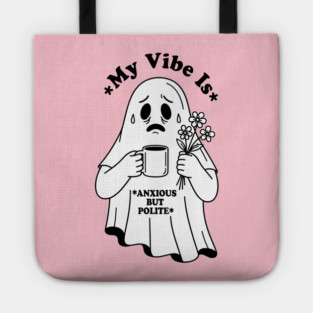 Anxious Ghost: Quirky Halloween Humor Tote