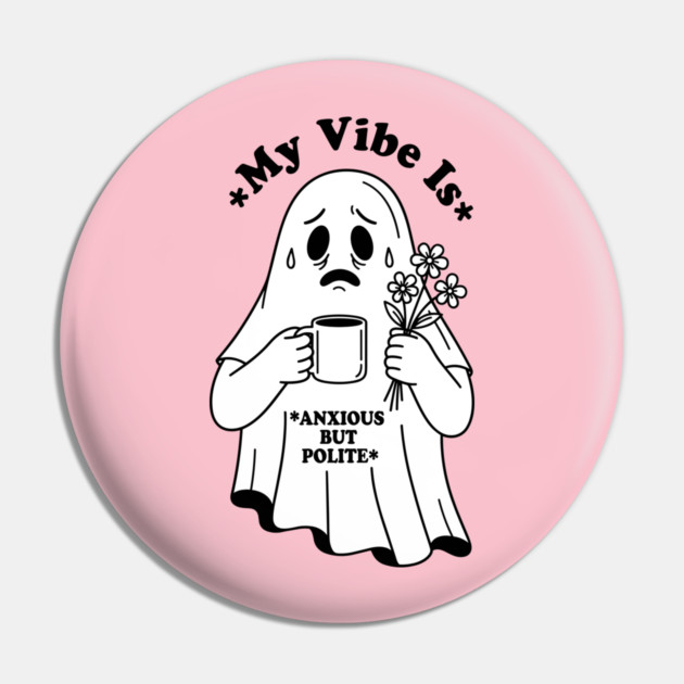Anxious Ghost: Quirky Halloween Humor Pin by enrynz