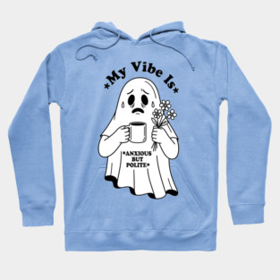 Anxious Ghost: Quirky Halloween Humor Hoodie