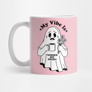 Anxious Ghost: Quirky Halloween Humor Mug