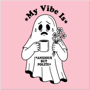 Anxious Ghost: Quirky Halloween Humor Posters and Art