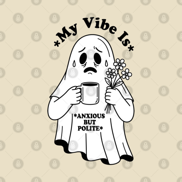 Anxious Ghost: Quirky Halloween Humor by enrynz