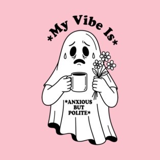 Anxious Ghost: Quirky Halloween Humor T-Shirt