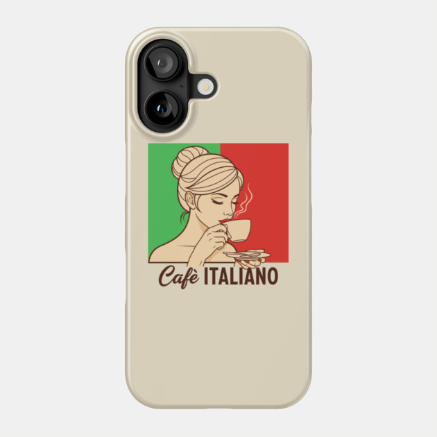 Elegant Italian Woman Sips Steamy Cafè Phone Case by enrynz