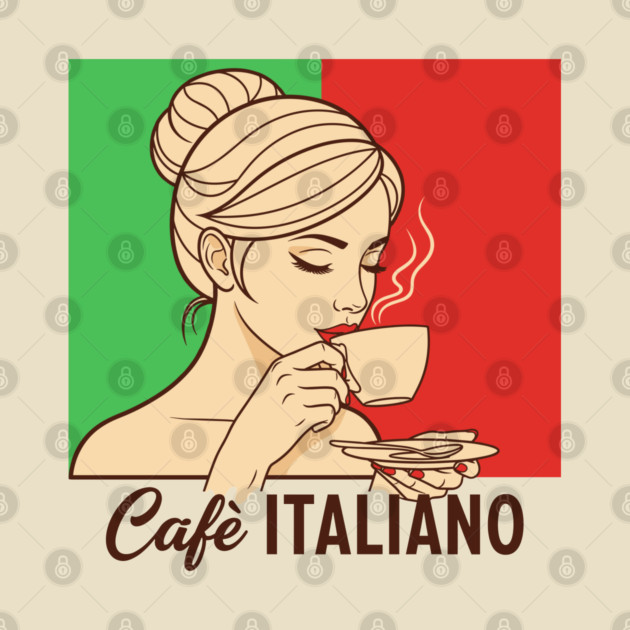 Elegant Italian Woman Sips Steamy Cafè by enrynz