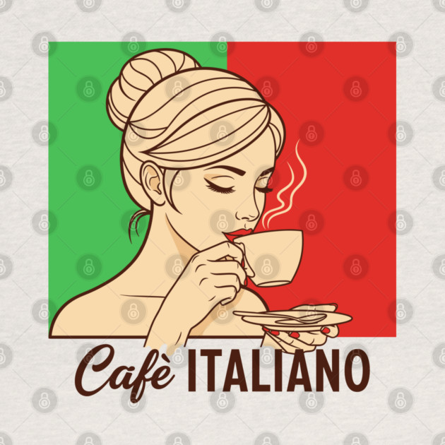 Elegant Italian Woman Sips Steamy Cafè by enrynz