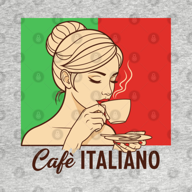 Elegant Italian Woman Sips Steamy Cafè by Digironin