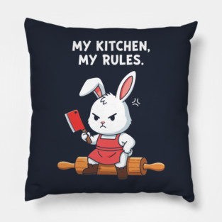My Kitchen, My Rules Bunny Pillow