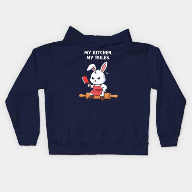 My Kitchen, My Rules Bunny Kids Hoodie by enrynz