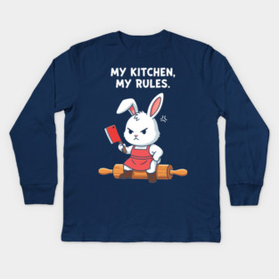 My Kitchen, My Rules Bunny Kids Long Sleeve T-Shirt