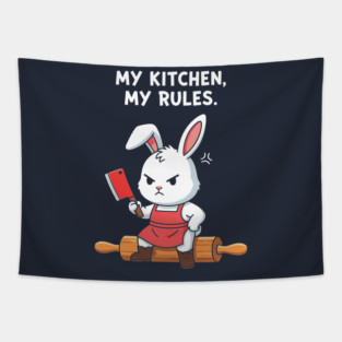 My Kitchen, My Rules Bunny Tapestry